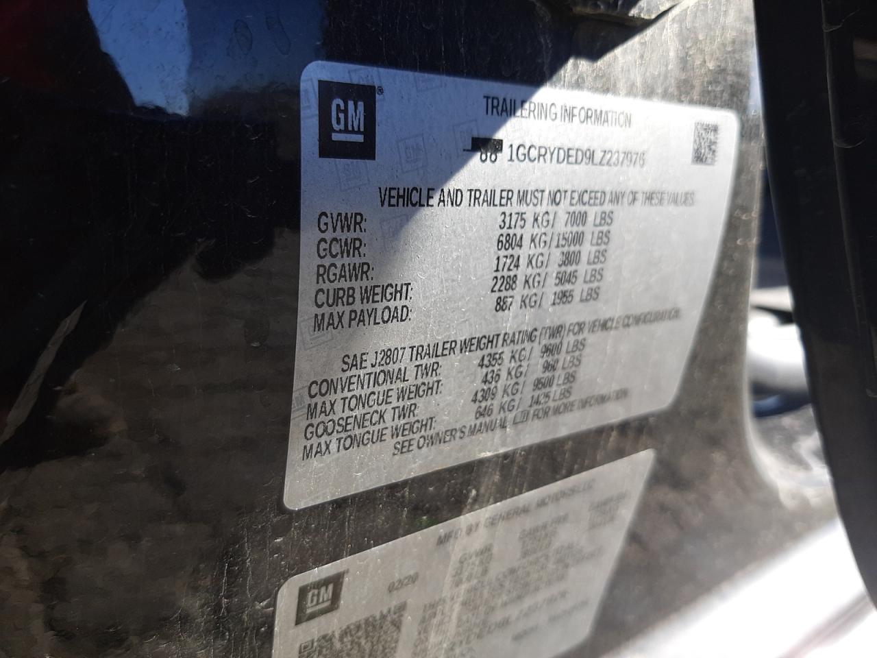 Photo 10 from auction – 2020 CHEVROLET SILVERADO with VIN 1GCRYDED9LZ237976