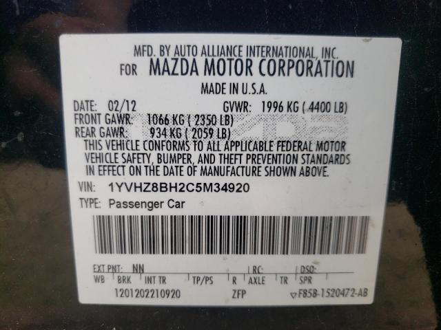 Photo 10 from auction – 2012 MAZDA 6 I with VIN 1YVHZ8BH2C5M34920