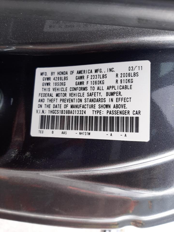 Photo 10 from auction – 2011 HONDA ACCORD LX- with VIN 1HGCS1B38BA013324