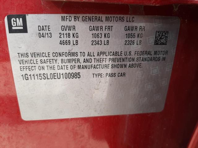 Photo 10 from auction – 2014 CHEVROLET IMPALA LT with VIN 1G1115SL0EU100985