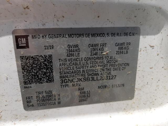 Photo 10 from auction – 2020 CHEVROLET TRAX LS with VIN 3GNCJKSB3LL203127