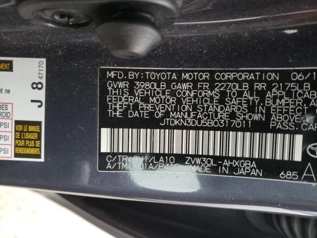 Photo 10 from auction – 2011 TOYOTA PRIUS with VIN JTDKN3DU5B0317011