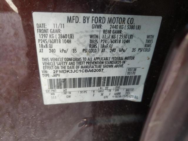 Photo 10 from auction – 2012 FORD EDGE SEL with VIN 2FMDK3JC1CBA62057