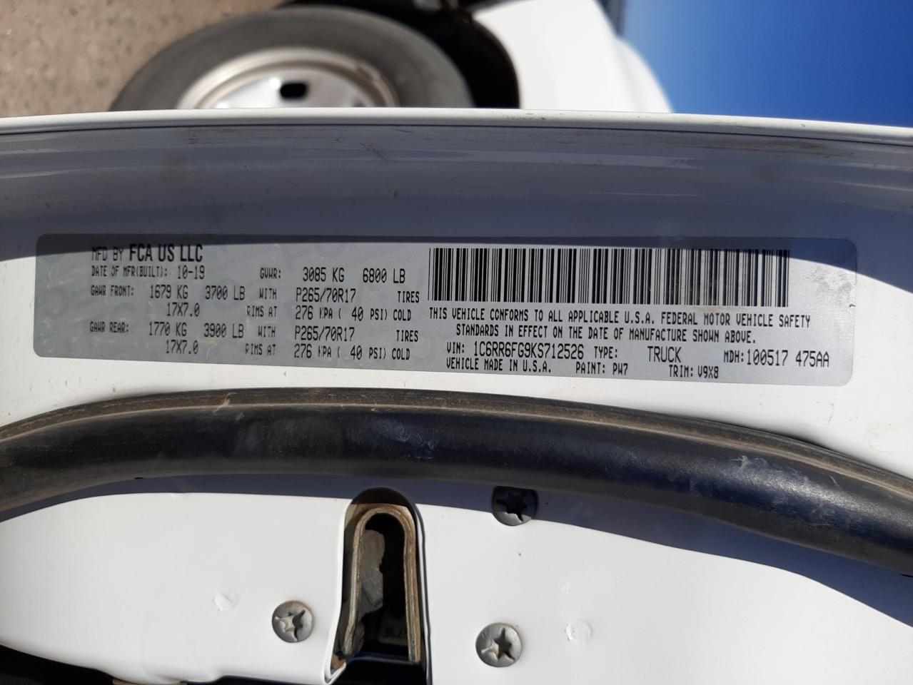 صورة رقم 10 من المزاد - 2019 RAM 1500 CLASS مع VIN 1C6RR6FG9KS712526