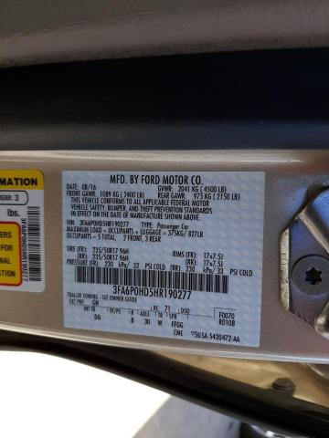 Photo 10 from auction – 2017 FORD FUSION SE with VIN 3FA6P0HD5HR190277