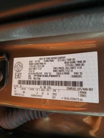 Photo 10 from auction – 2020 FORD F150 SUPER with VIN 1FTEW1E49LFB00573