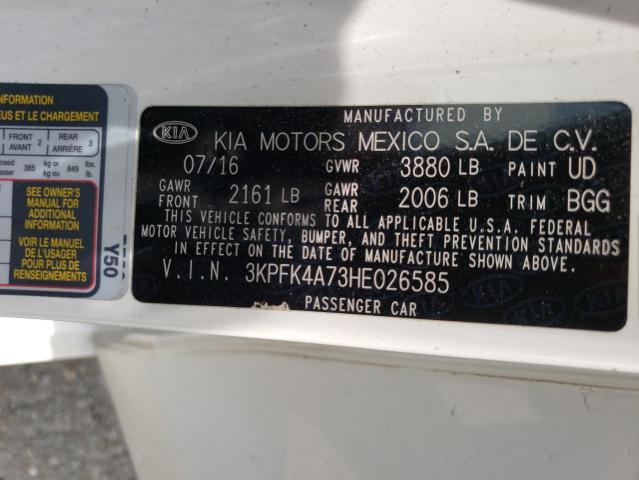 Photo 10 from auction – 2017 KIA FORTE LX with VIN 3KPFK4A73HE026585