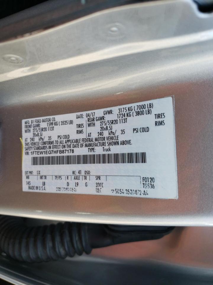 Photo 10 from auction – 2017 FORD F150 SUPER with VIN 1FTEW1EG7HFB87178