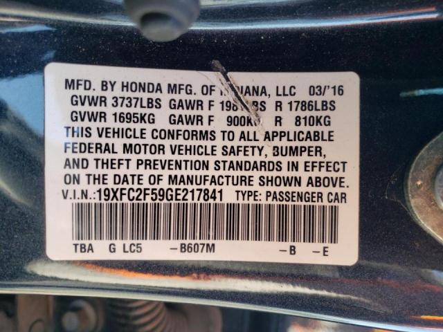 Photo 10 from auction – 2016 HONDA CIVIC LX with VIN 19XFC2F59GE217841