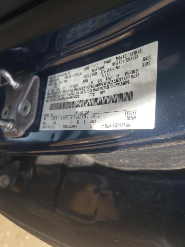 Photo 10 from auction – 2018 FORD ESCAPE SE with VIN 1FMCU0GD4JUA63022