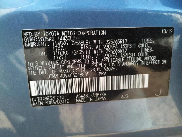 Photo 10 from auction – 2012 TOYOTA RAV4 with VIN JTMZF4DV4C5048885