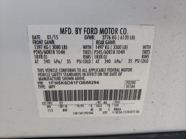 Photo 10 from auction – 2015 FORD EXPLORER X with VIN 1FM5K8D81FGB88294