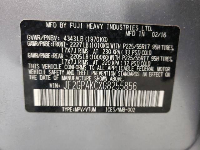 Photo 10 from auction – 2016 SUBARU CROSSTREK with VIN JF2GPAKCXG8255856