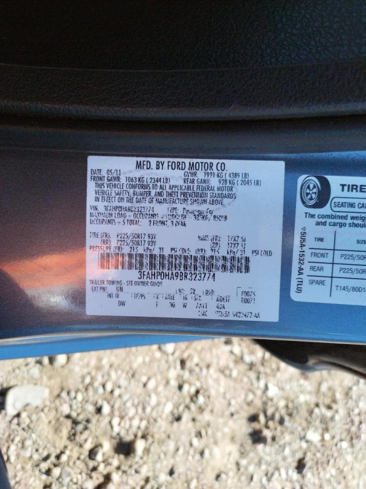 Photo 10 from auction – 2011 FORD FUSION SE with VIN 3FAHP0HA9BR323774