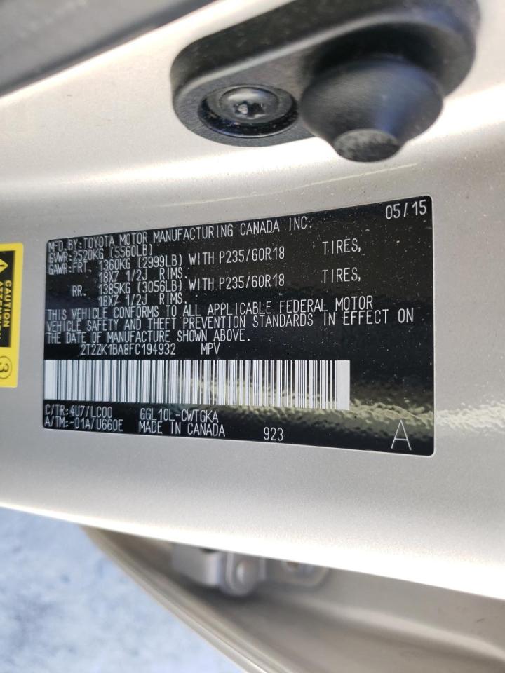 Photo 10 from auction – 2015 LEXUS RX 350 with VIN 2T2ZK1BA8FC194932