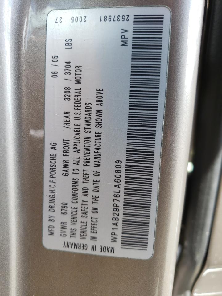 Photo 10 from auction – 2006 PORSCHE CAYENNE S with VIN WP1AB29P76LA60809