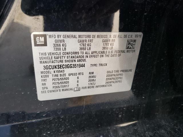 Photo 10 from auction – 2016 CHEVROLET SILVERADO with VIN 3GCUKSEC0GG351944