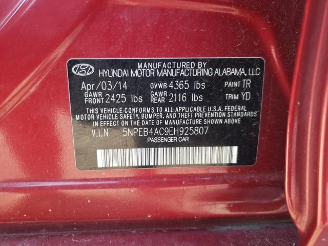 HYUNDAI SONATA GLS 2014 with VIN 5NPEB4AC9EH925807 - Photo from auction