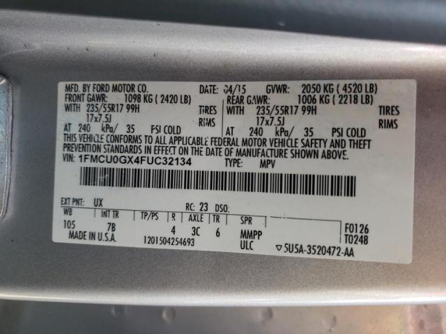 Photo 10 from auction – 2015 FORD ESCAPE SE with VIN 1FMCU0GX4FUC32134