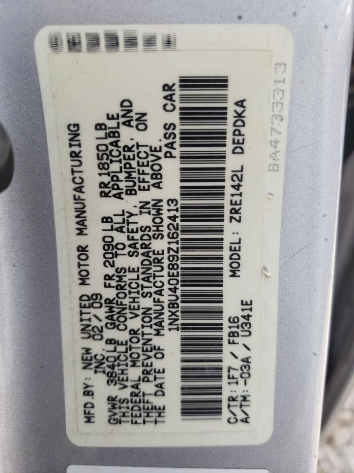 Photo 10 from auction – 2009 TOYOTA COROLLA BA with VIN 1NXBU40E89Z162413