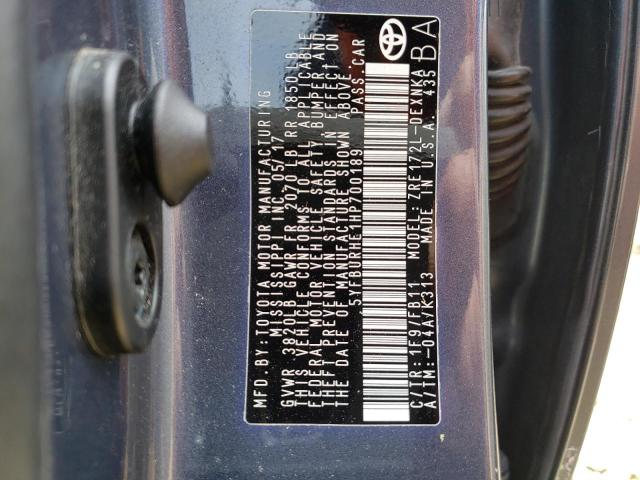 Photo 10 from auction – 2017 TOYOTA COROLLA L with VIN 5YFBURHE1HP700189