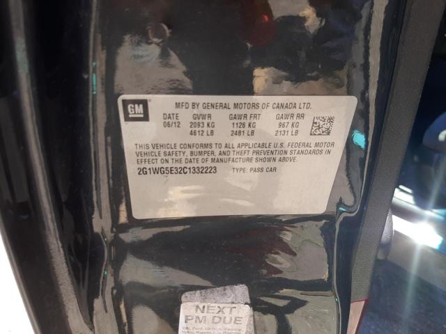 Photo 10 from auction – 2012 CHEVROLET IMPALA LT with VIN 2G1WG5E32C1332223