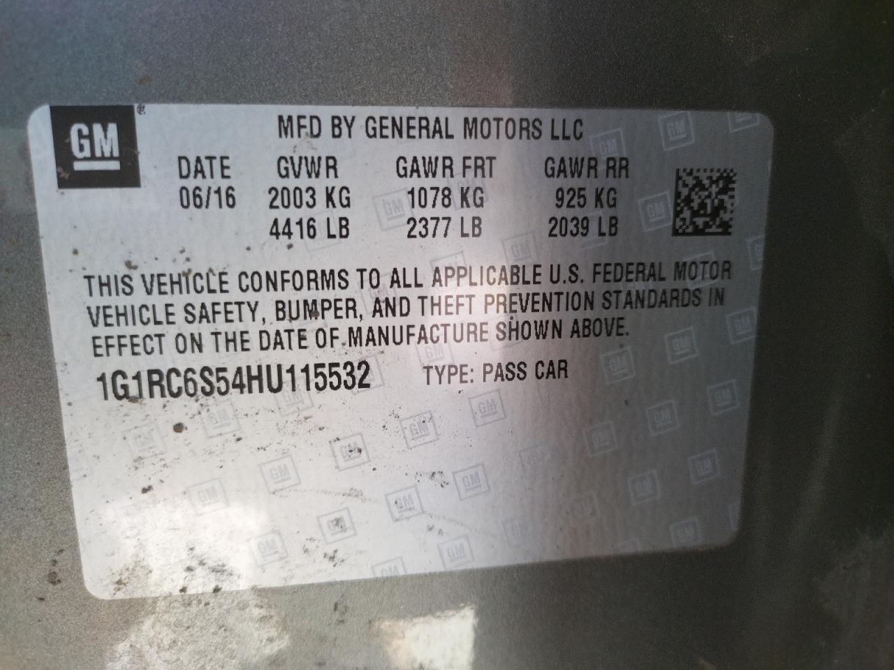 Photo 10 from auction – 2017 CHEVROLET VOLT LT with VIN 1G1RC6S54HU115532