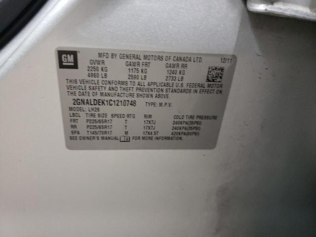 Photo 10 from auction – 2012 CHEVROLET EQUINOX LT with VIN 2GNALDEK1C1210748