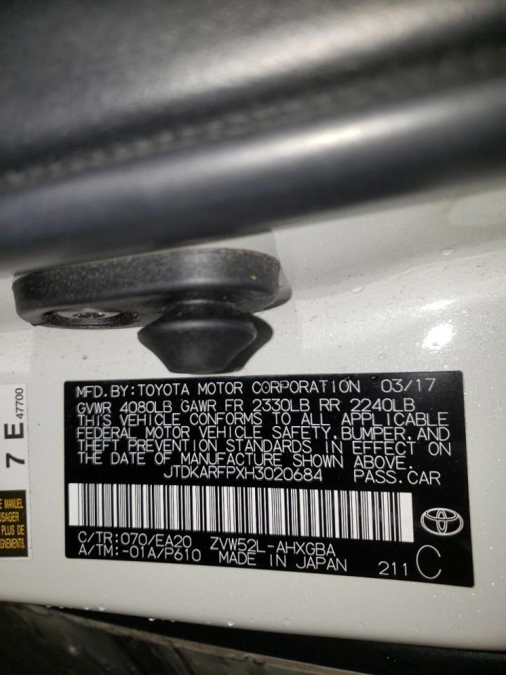 Photo 10 from auction – 2017 TOYOTA PRIUS PRIM with VIN JTDKARFPXH3020684