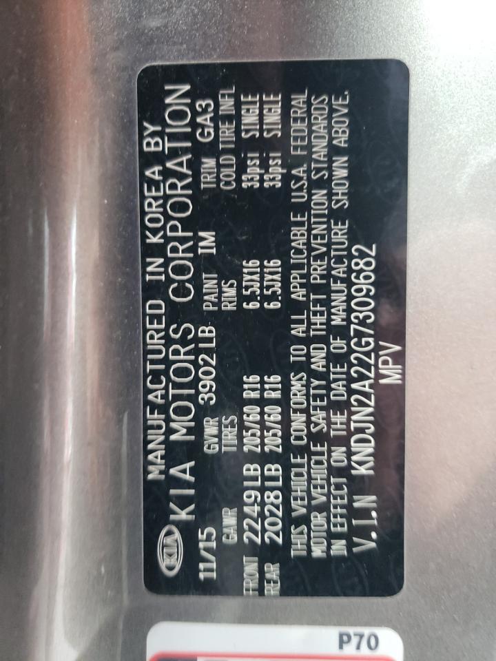 Photo 10 from auction – 2016 KIA SOUL with VIN KNDJN2A22G7309682