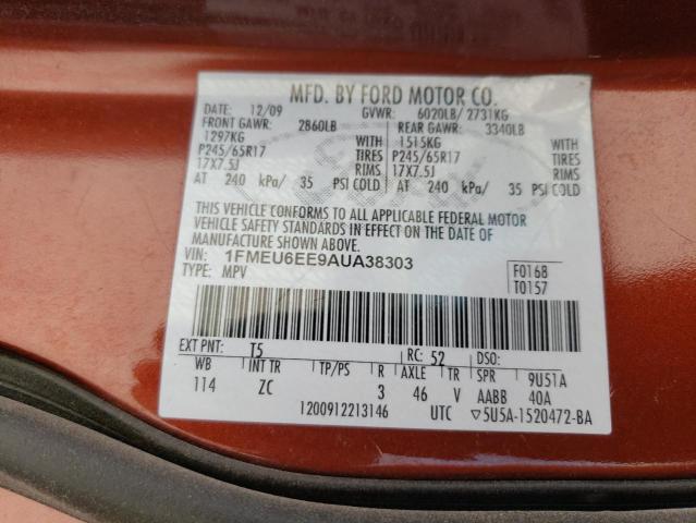 Photo 10 from auction – 2010 FORD EXPLORER E with VIN 1FMEU6EE9AUA38303