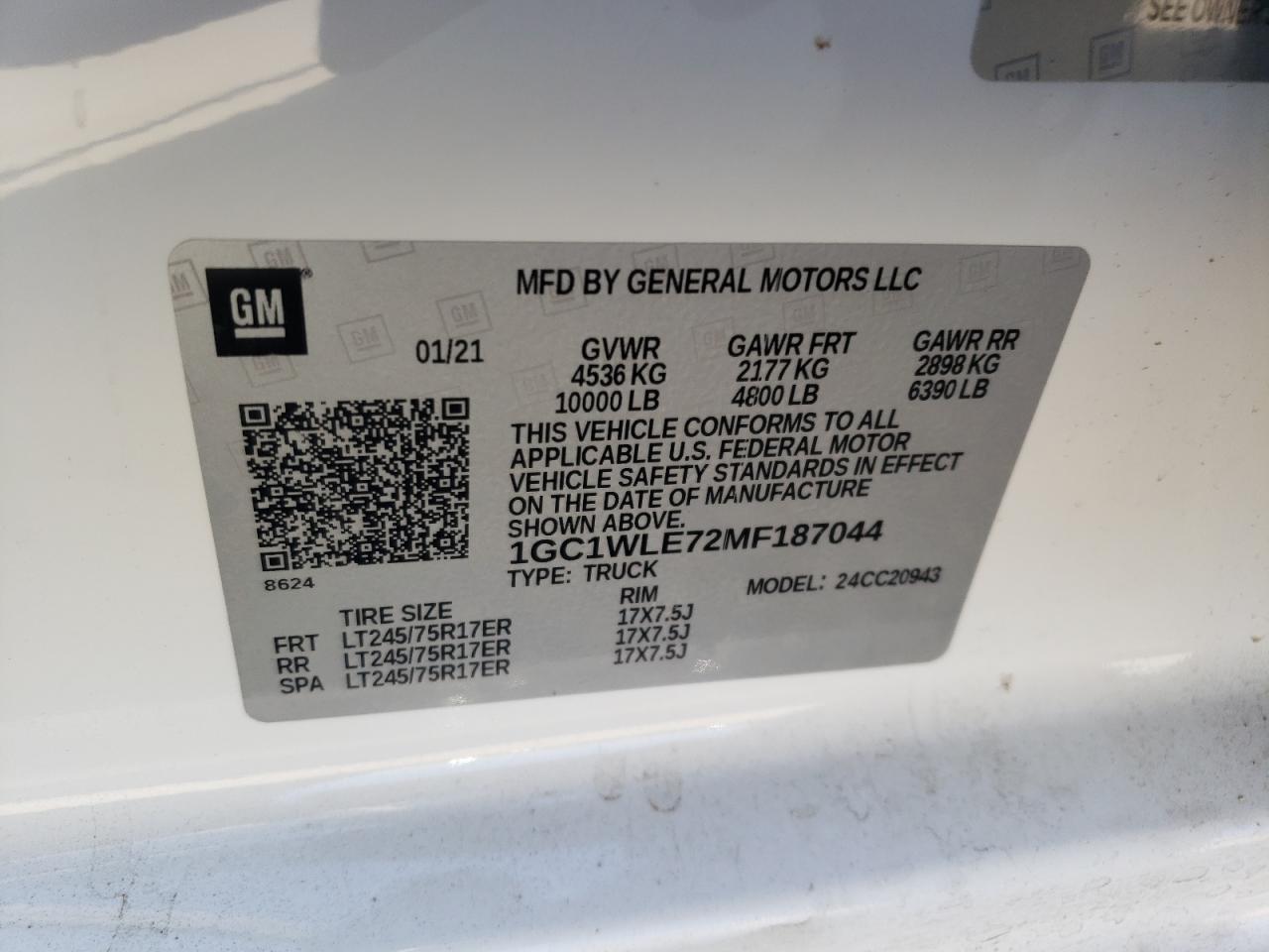 Photo 10 from auction – 2021 CHEVROLET SILVERADO with VIN 1GC1WLE72MF187044