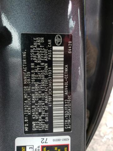 Photo 10 from auction – 2010 TOYOTA CAMRY with VIN 4T1BF3EK3AU531931