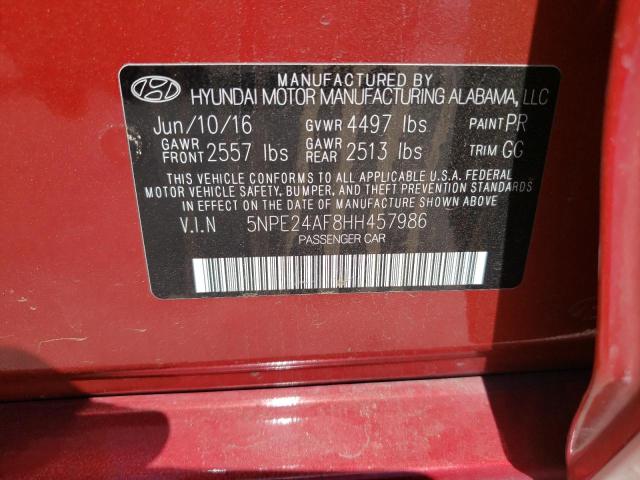 Photo 10 from auction – 2017 HYUNDAI SONATA SE with VIN 5NPE24AF8HH457986