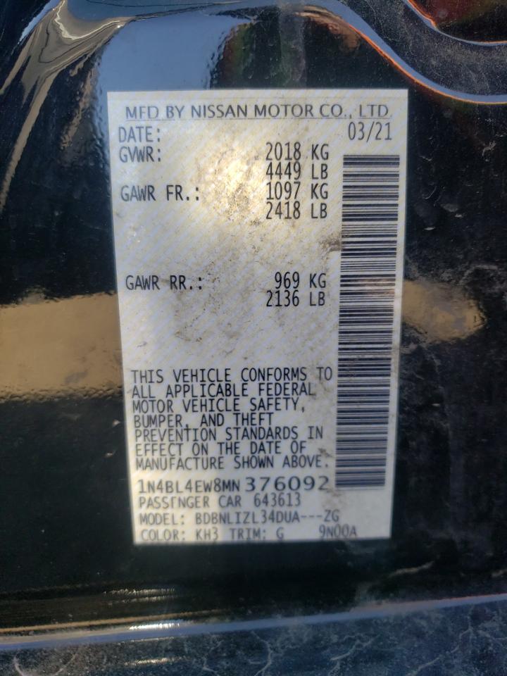 Photo 10 from auction – 2021 NISSAN ALTIMA SL with VIN 1N4BL4EW8MN376092