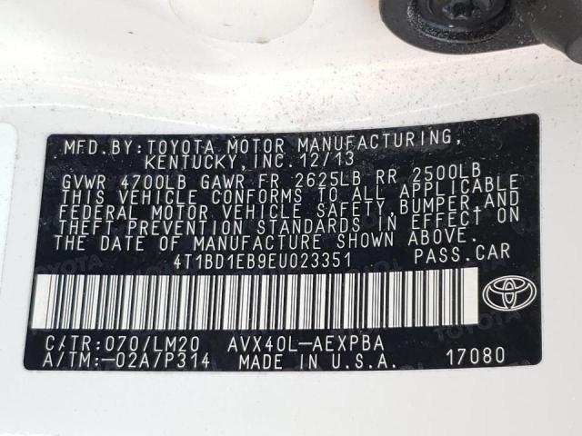 Photo 10 from auction – 2014 TOYOTA AVALON HYB with VIN 4T1BD1EB9EU023351