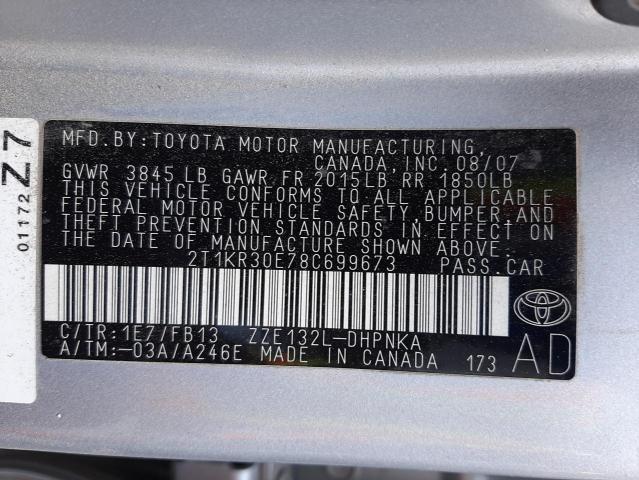Photo 10 from auction – 2008 TOYOTA COROLLA MA with VIN 2T1KR30E78C699673