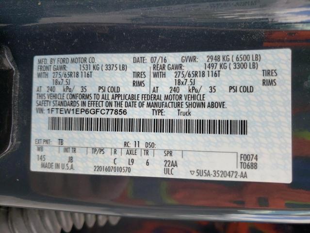 Photo 10 from auction – 2016 FORD F150 SUPER with VIN 1FTEW1EP6GFC77856