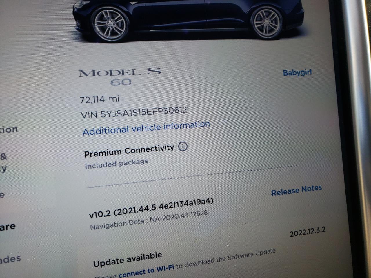 Photo 8 from auction – 2014 TESLA MODEL S with VIN 5YJSA1S15EFP30612
