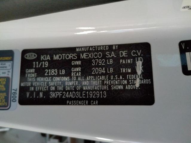 Photo 10 from auction – 2020 KIA FORTE FE with VIN 3KPF24AD3LE192913
