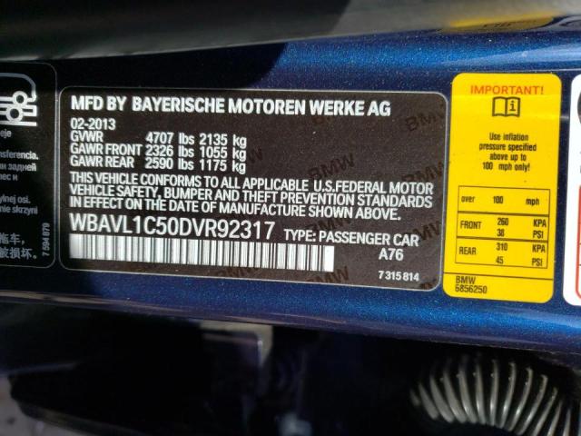Photo 10 from auction – 2013 BMW X1 XDRIVE2 with VIN WBAVL1C50DVR92317