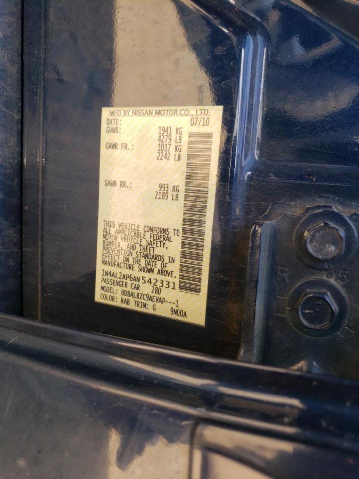 Photo 10 from auction – 2010 NISSAN ALTIMA BAS with VIN 1N4AL2AP6AN542331