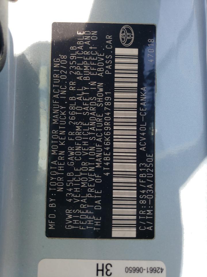 Photo 10 from auction – 2009 TOYOTA CAMRY BASE with VIN 4T4BE46K69R047891