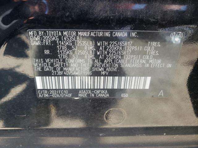 Photo 10 from auction – 2010 TOYOTA RAV4 with VIN 2T3BF4DV5AW071986