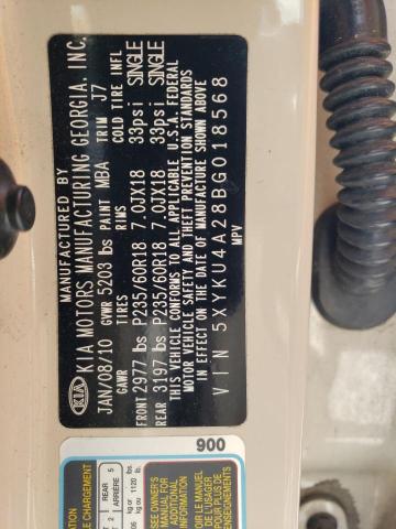Photo 10 from auction – 2011 KIA SORENTO EX with VIN 5XYKU4A28BG018568