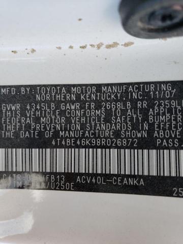 Photo 10 from auction – 2008 TOYOTA CAMRY CE with VIN 4T4BE46K98R026872
