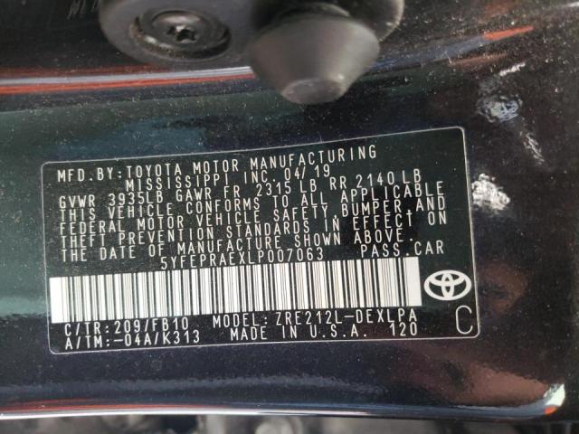 Photo 10 from auction – 2020 TOYOTA COROLLA LE with VIN 5YFEPRAEXLP007063