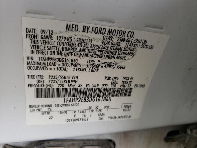 Photo 10 from auction – 2013 FORD TAURUS SEL with VIN 1FAHP2E83DG161860