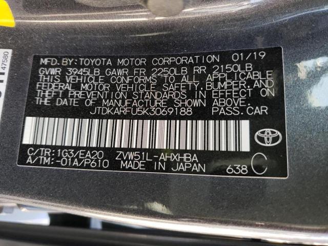 Photo 10 from auction – 2019 TOYOTA PRIUS with VIN JTDKARFU5K3069188
