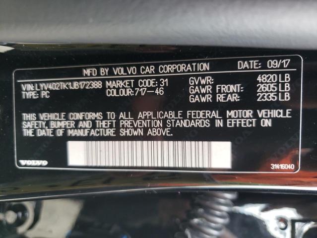 Photo 10 from auction – 2018 VOLVO S60 INSCRI with VIN LYV402TK1JB172388